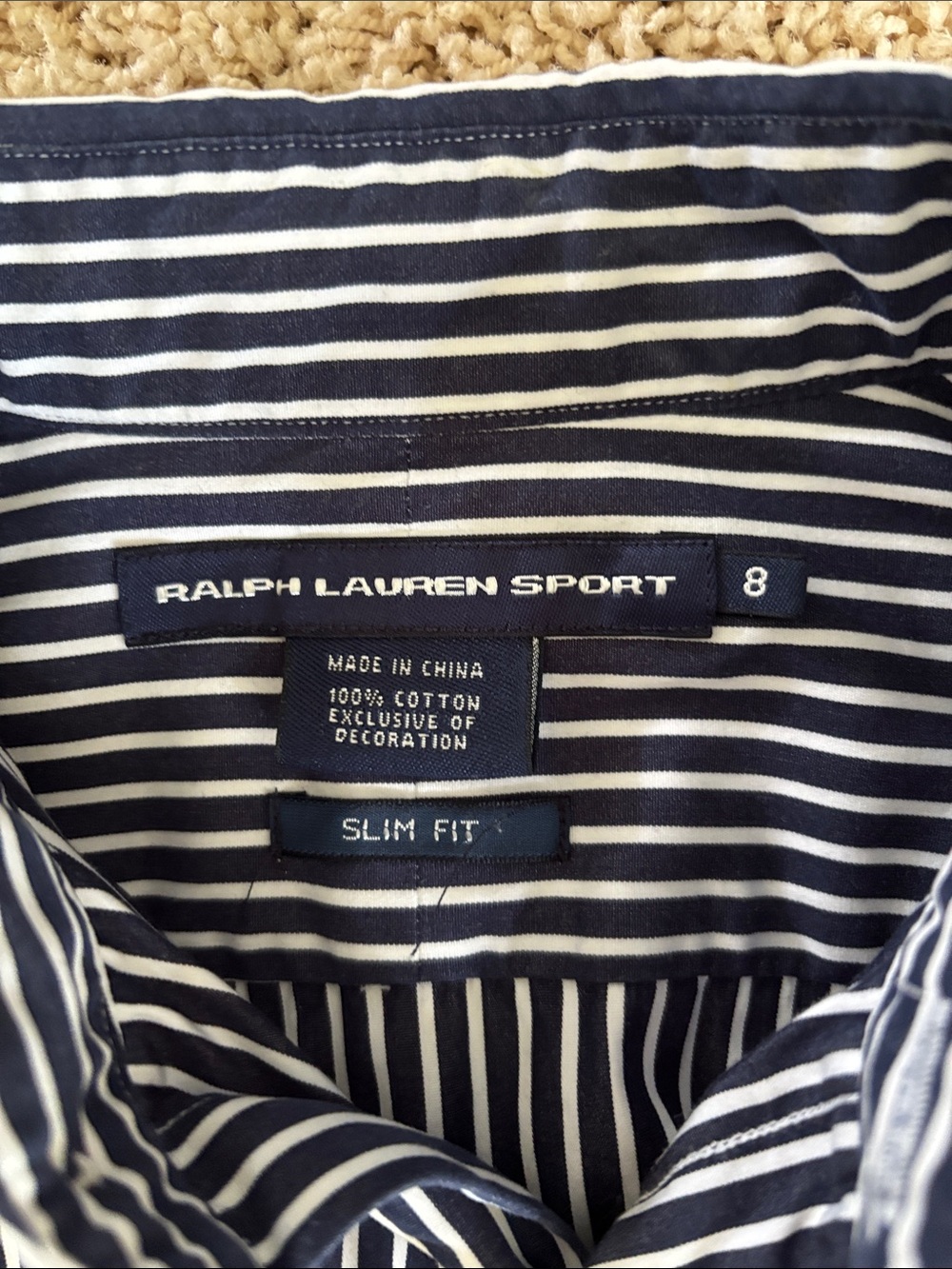 Ralph Lauren Navy and White Vertical Stripe Dress Shirt - Picture 2 of 4